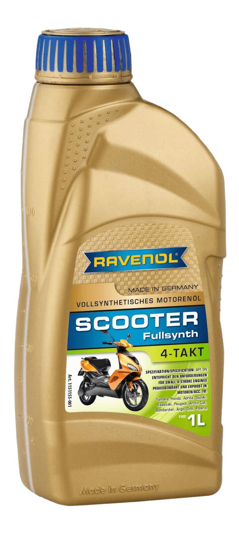 Моторное масло Ravenol SCOOTER 4-Takt Fullsynth., 1л (RAVENOL: 1151155-001-01-999)